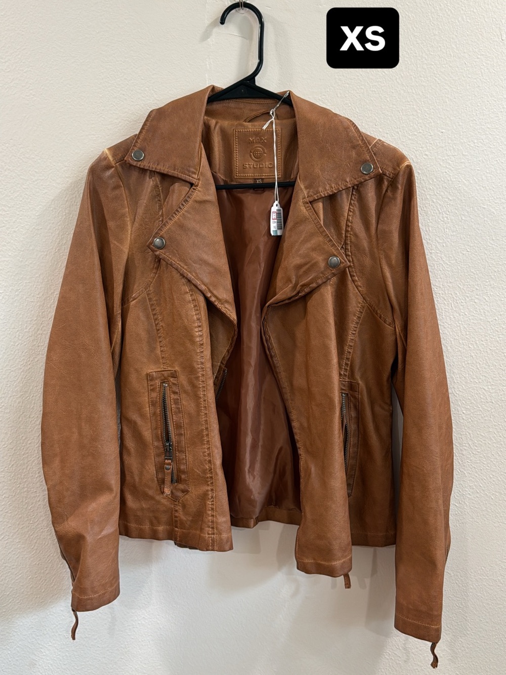 Mudd Cognac Brown Leather Moto Jacket